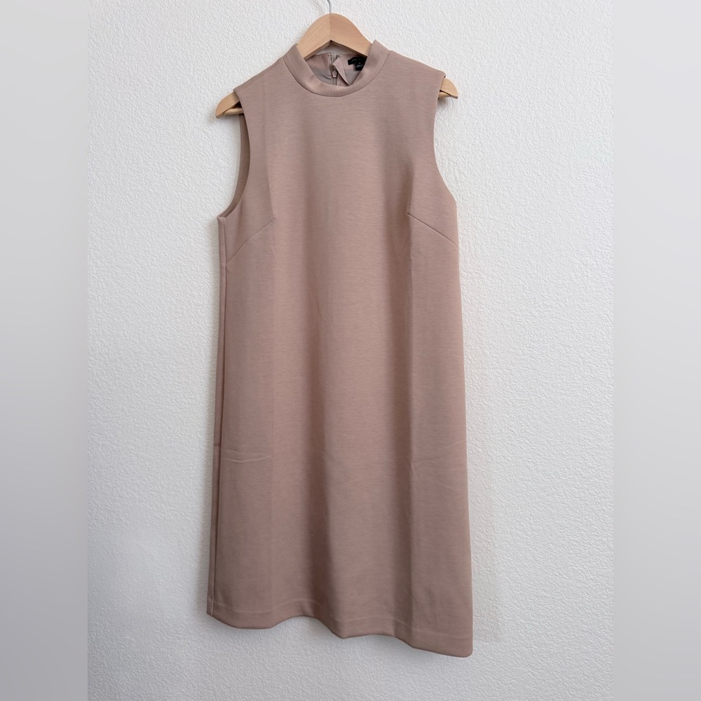 Ann Taylor Blush Taupe Mock Neck Shift Dress Size 12 NWOT